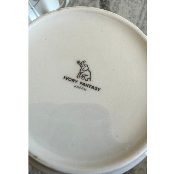 Ivory Fantasy Japan Creamer Sugar Bowl Set White Lace - Picture 4 of 5